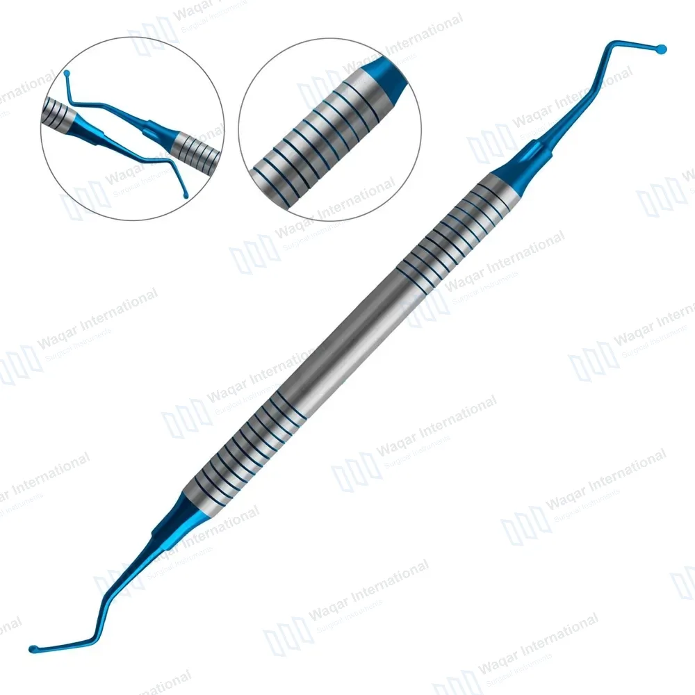 Dental Excavator #19 Blue Tips with Blue & Silver Hollow Handle