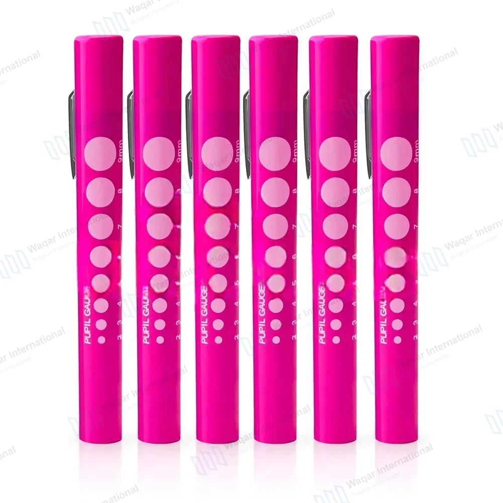 6 Disposable LED Pupil Gauge Penlight Set – Pink
