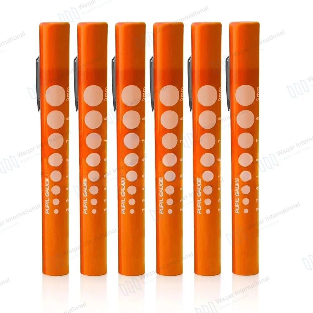 6 Disposable LED Pupil Gauge Penlight Set – Orange