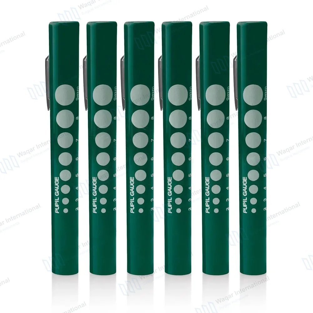 6 Disposable LED Pupil Gauge Penlights – Green