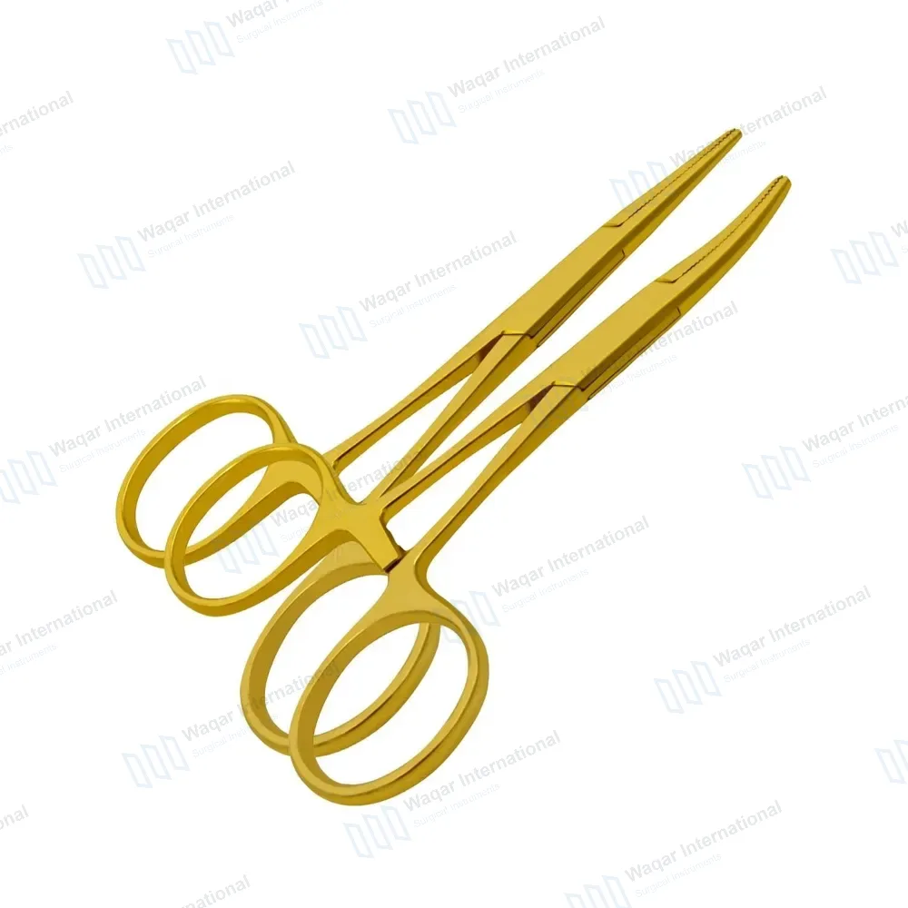 2 Full Gold Hartmann Mosquito Forceps 3.5″ Straight & Curved