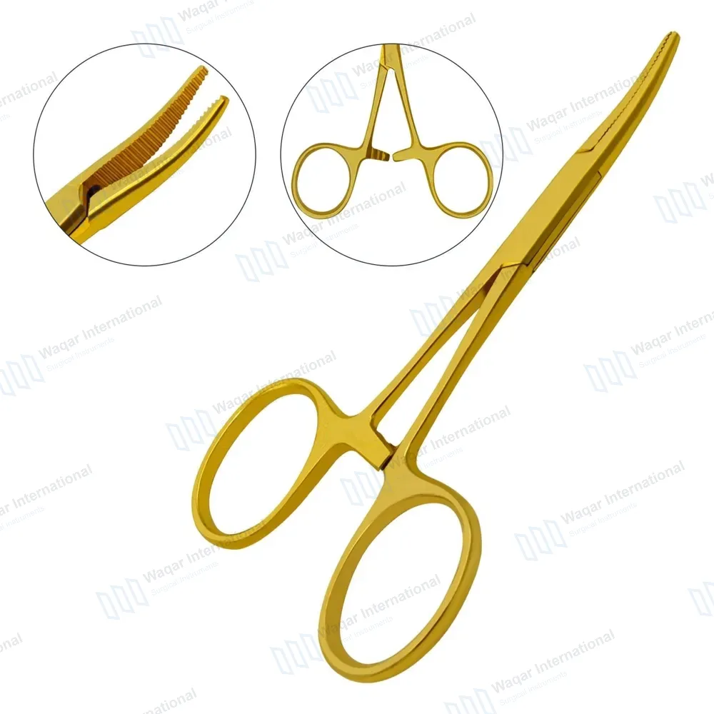 Halsted Mosquito Forceps 5″ (12.7cm) Curved Gold Plated