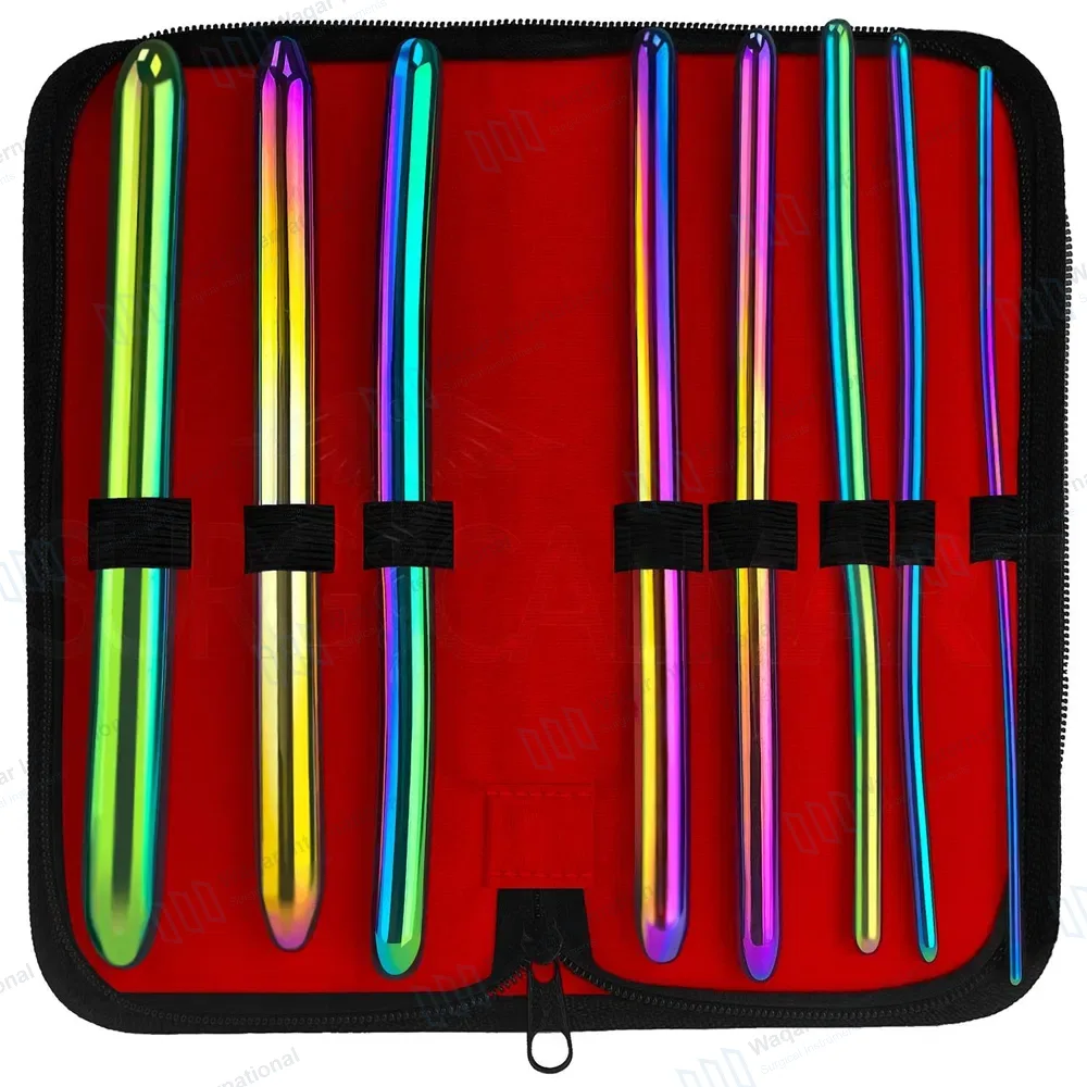 8 Pcs Rainbow Hegar Uterine Dilators Set 3mm/4mm – 17mm/18mm Double Ended