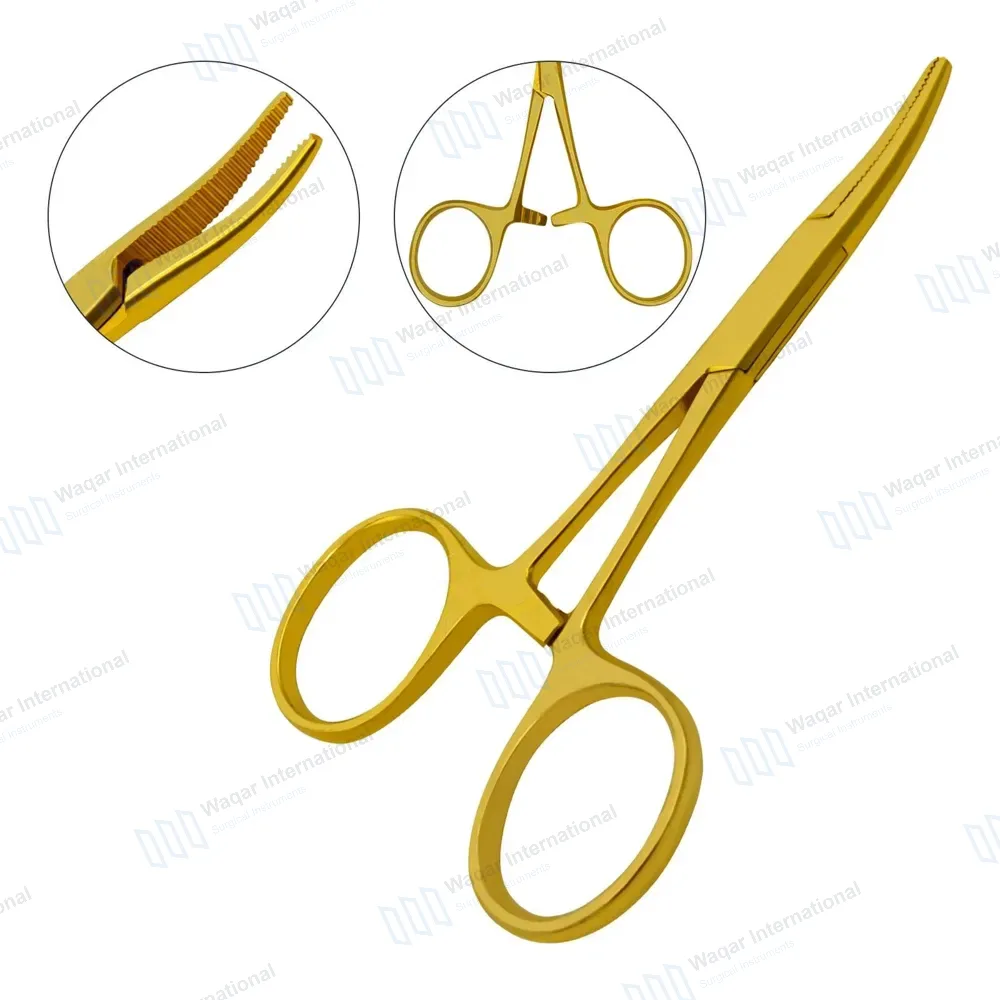 Hartmann Mosquito Forceps 3.5″ (8.9cm) Curved Gold Plated