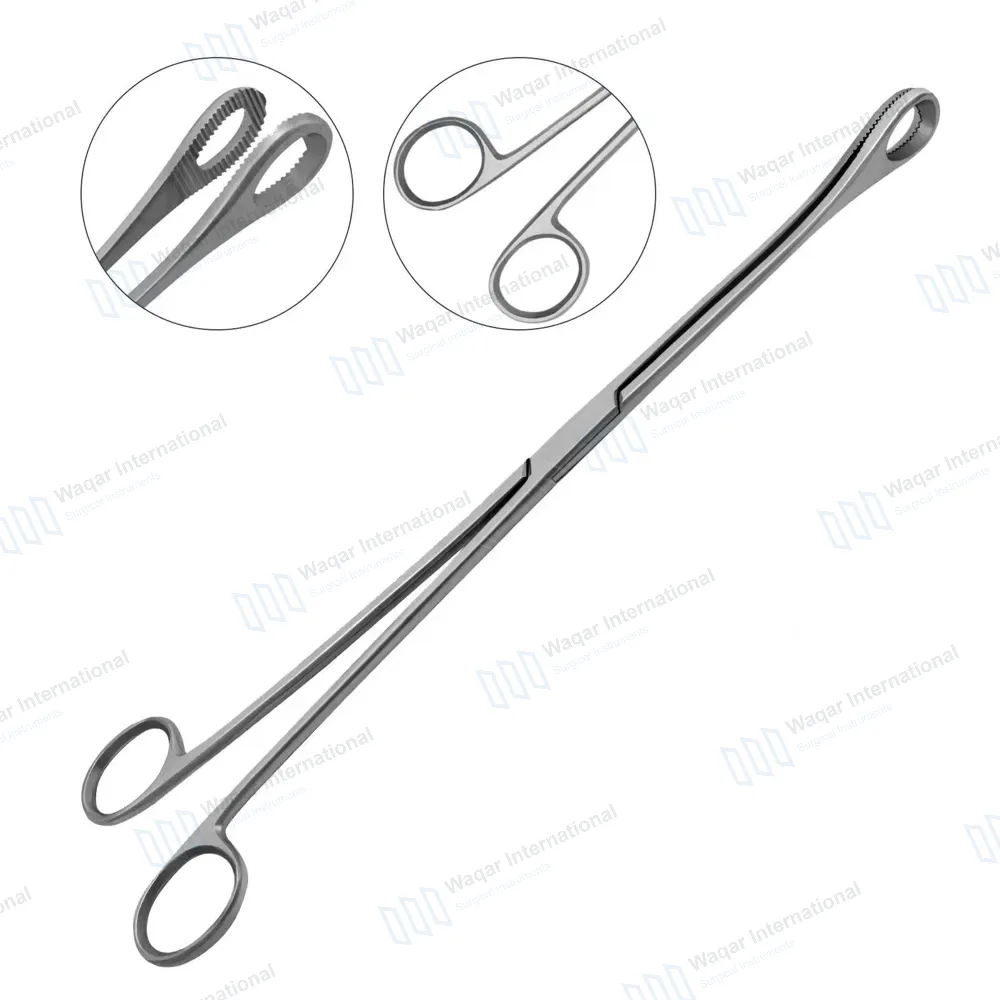 Kelly Placenta Forceps 12.5″ Straight Serrated Oval Tip Jaws