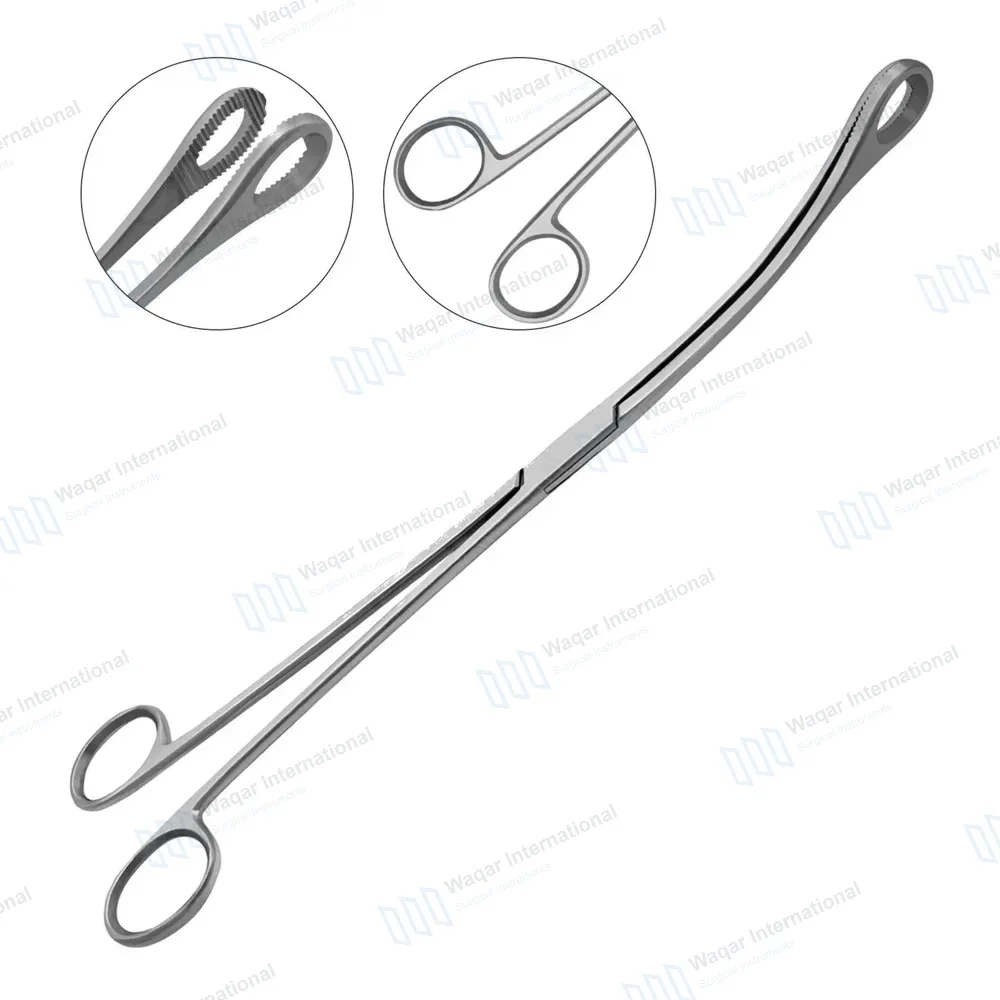 Kelly Placenta Forceps 12.5″ Curved Serrated Oval Tip Jaws