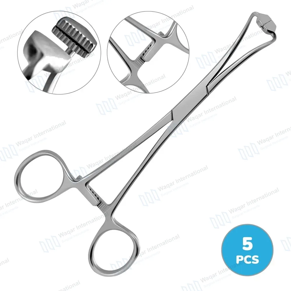 5 Pcs Peers Towel Clamp Forceps 5.75″ Serrated Tips with Grooves
