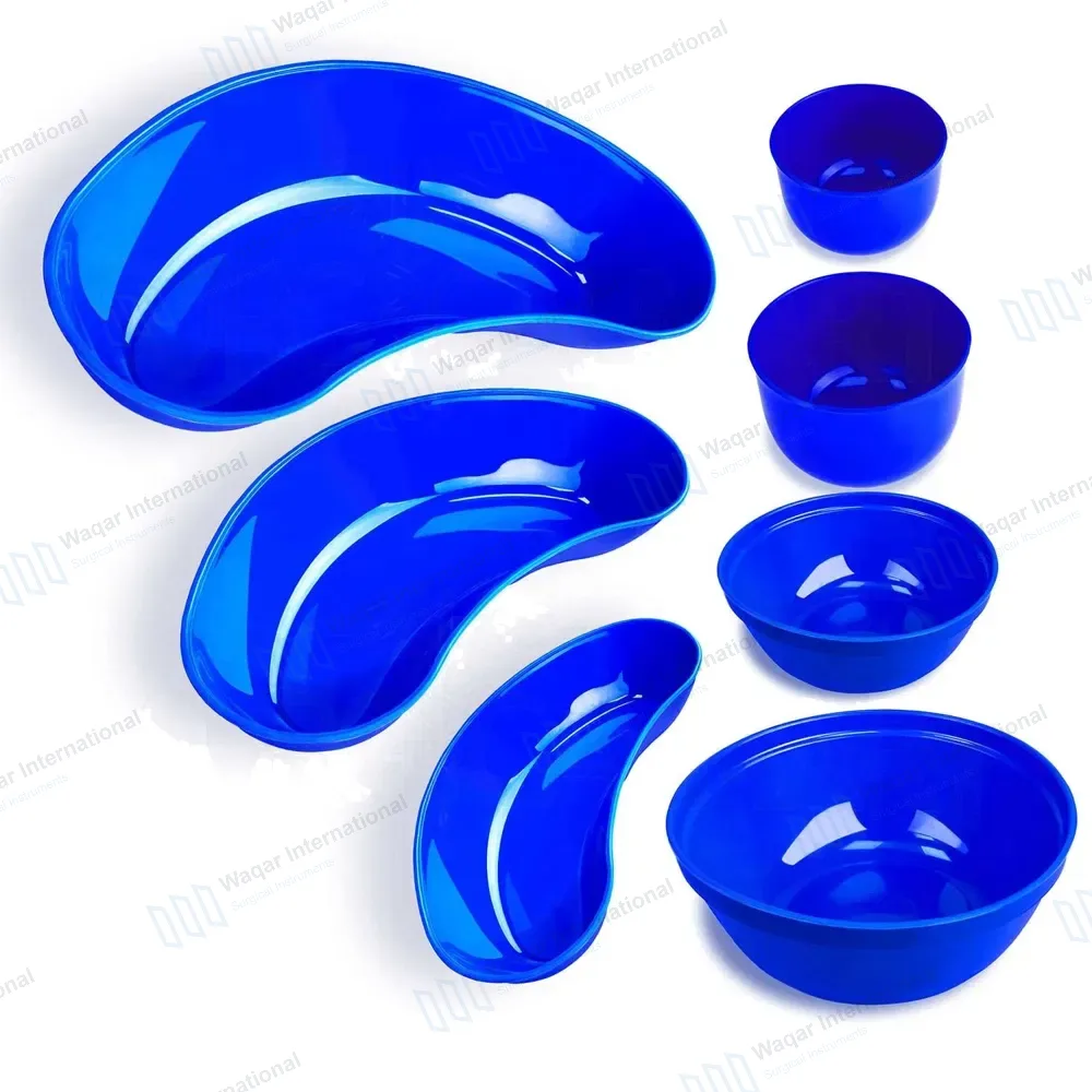 7 Pcs Plastic Blue Kidney Bowl Tray with Mixing Bowl Set