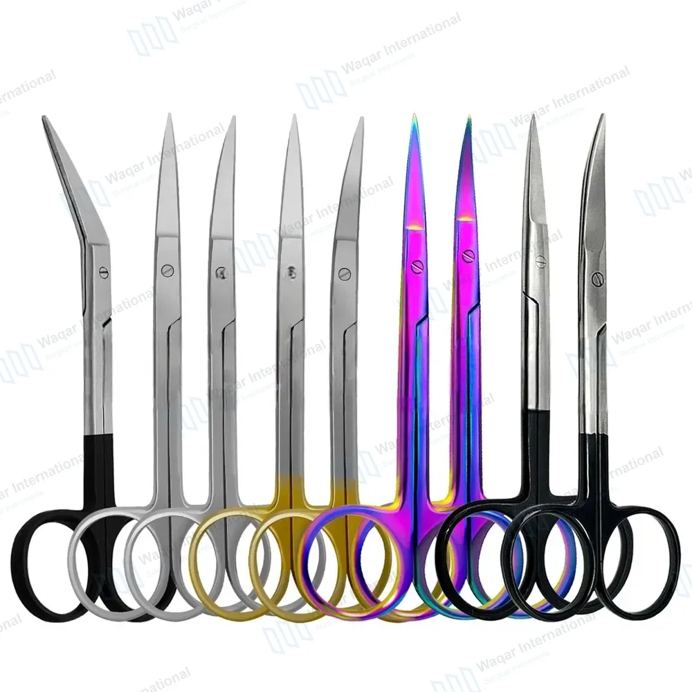 9 Pcs Dental Iris Scissors Set 4.5″ Staright, Curved & Angled