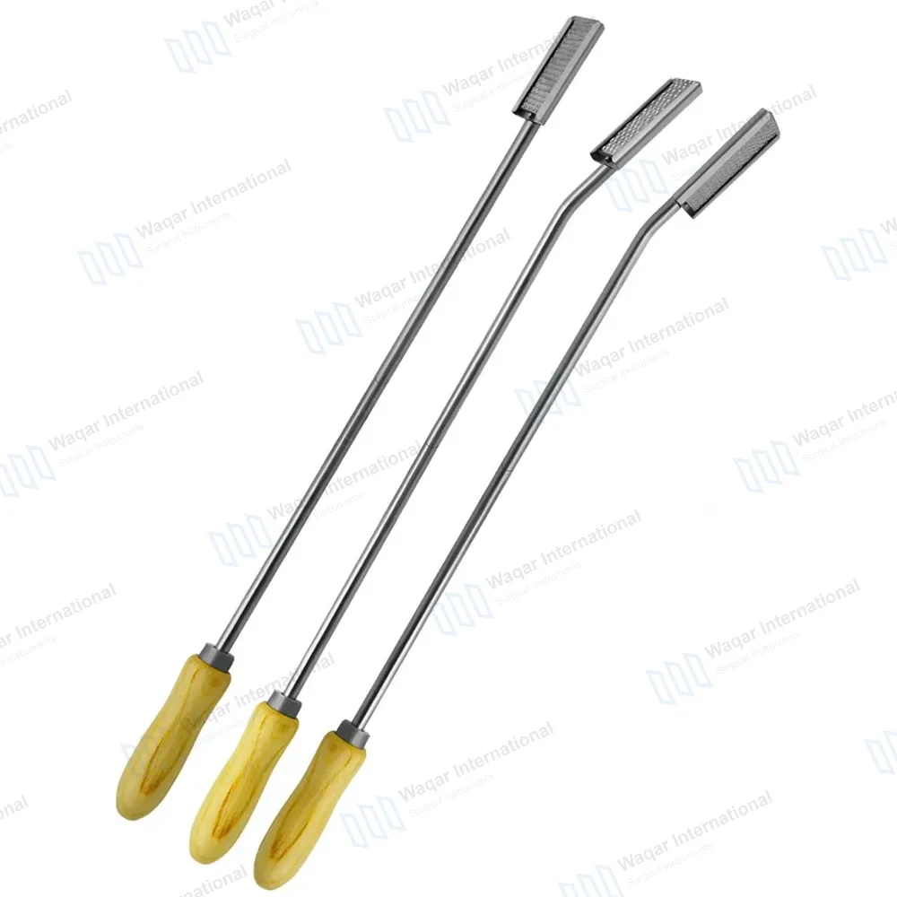 3 Equine Dental Float Rasps Set Angle Up, Down & Straight Adjustable Wooden Handle