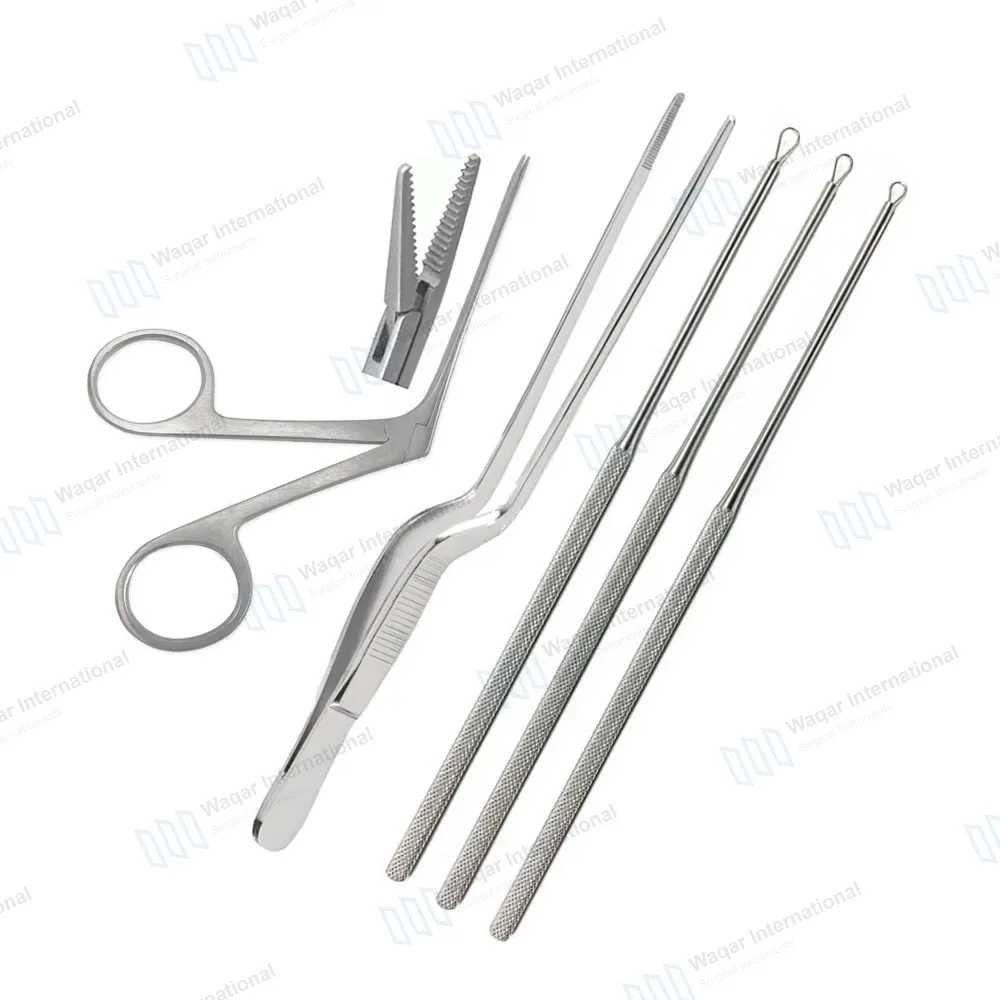 5 Pcs Micro Hartman Alligator 3.5″ Adson Bayonet Ear Loop Curettes Set