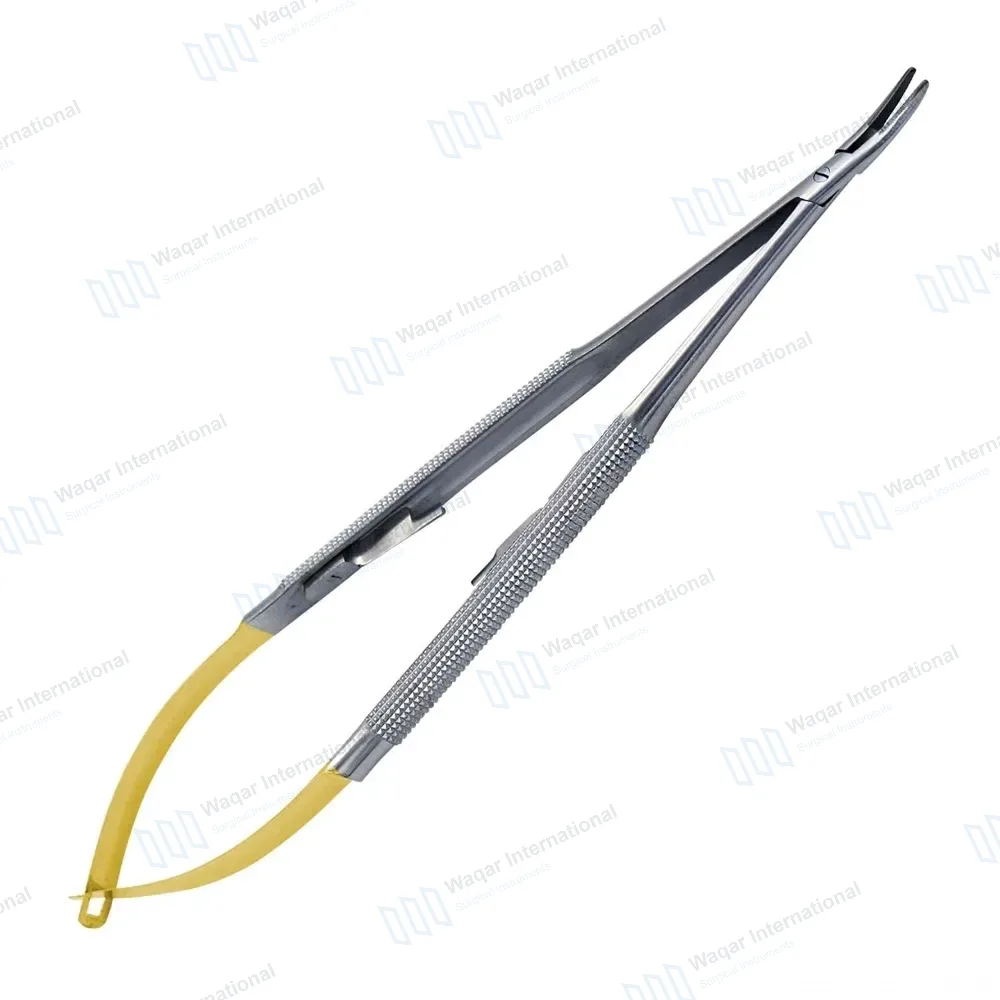T/C Castroviejo Needle Holder Curved Serrated Tips with Lock