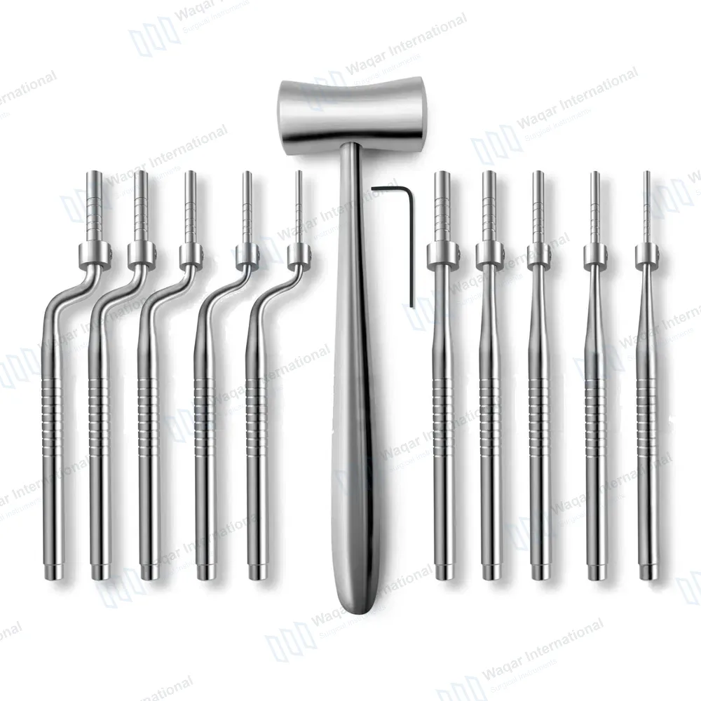11 Pcs Sinus Lift Osteotomes Concave Tips with Lucae Mallet Set