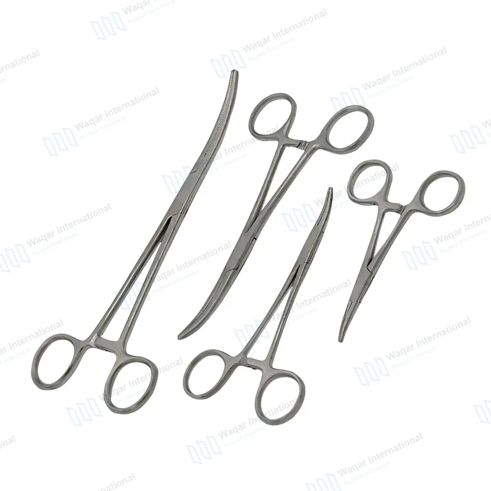 4 Curved Hemostat Forceps Set 3.5”, 5″, 6.25″ & 8″