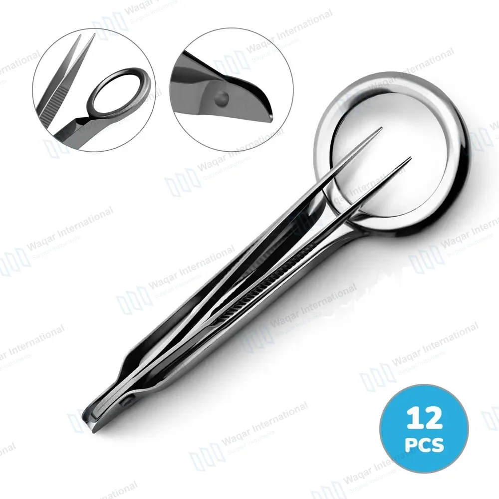 12 Magnifying Splinter Forcep Tweezers Set 3.5″ Fine Pointed Tips
