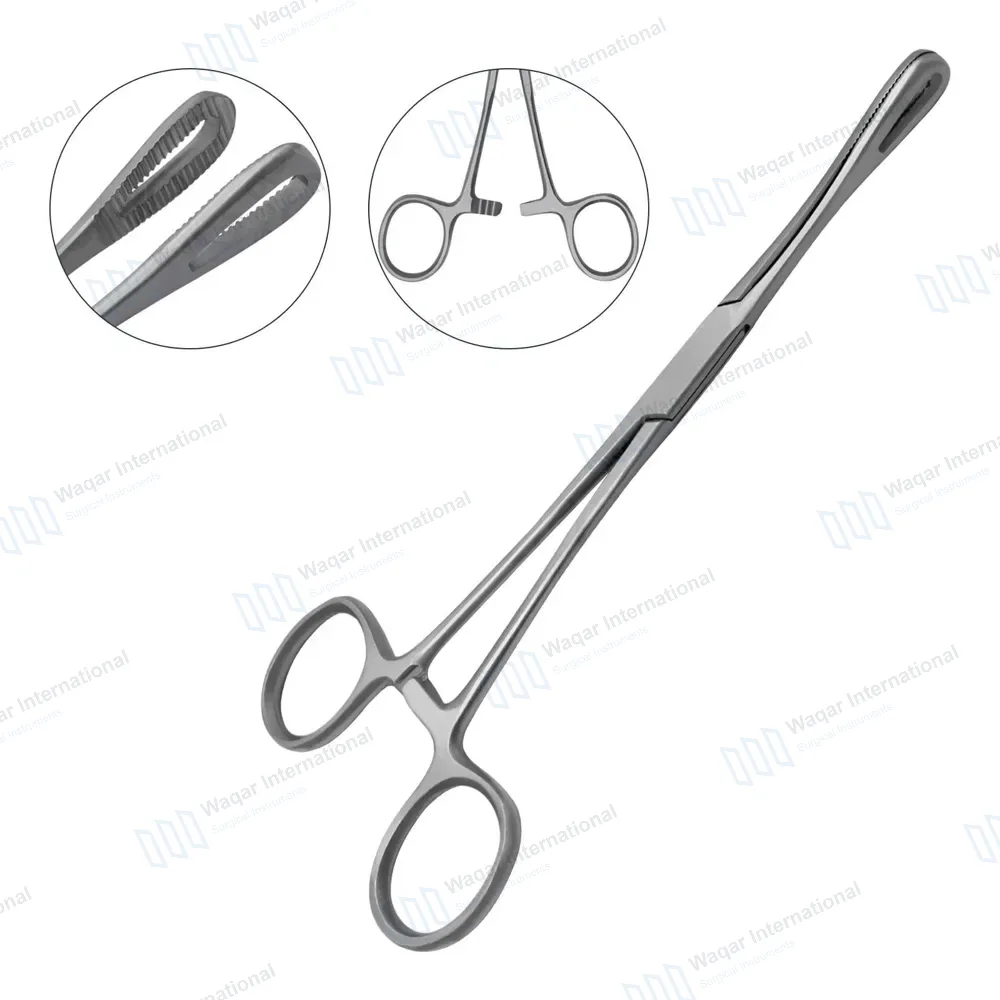 Rampley Sponge Holding Forcep 7″ Straight Serrated Jaws