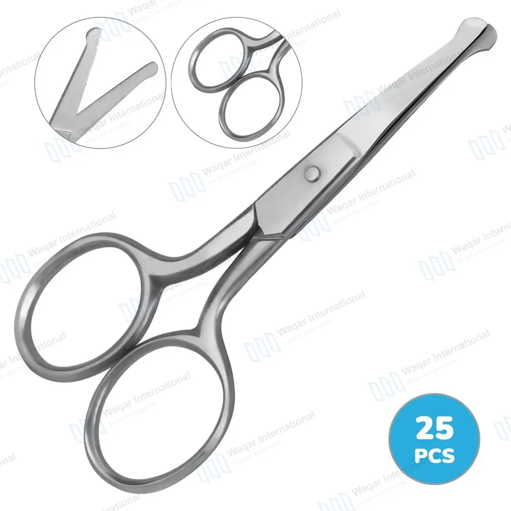25 Pcs Baby Nail Safety Scissors Set 3.5″ Curved Round Tips – Satin Finish