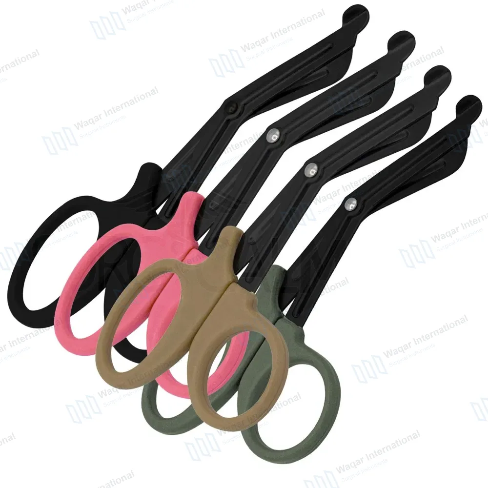 4 Pcs EMT Trauma Shears 7.25″ Black Blades with Color Handles