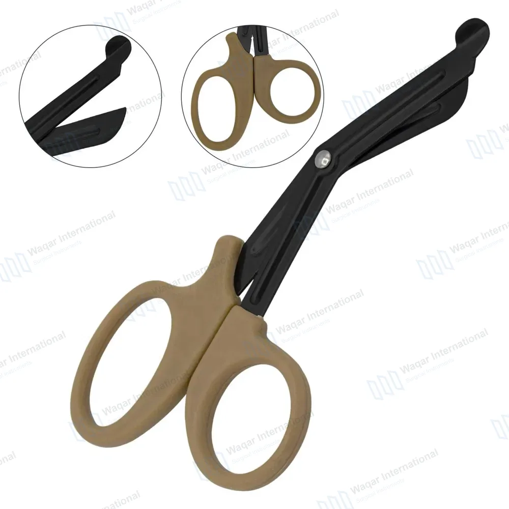 EMT Trauma Shears 7.25″ Black Blades Tan Plastic Handle