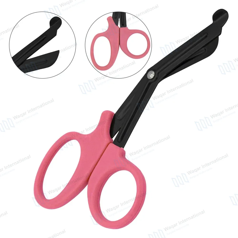 EMT Trauma Shears 7.25″ Black Blades Pink Plastic Handle
