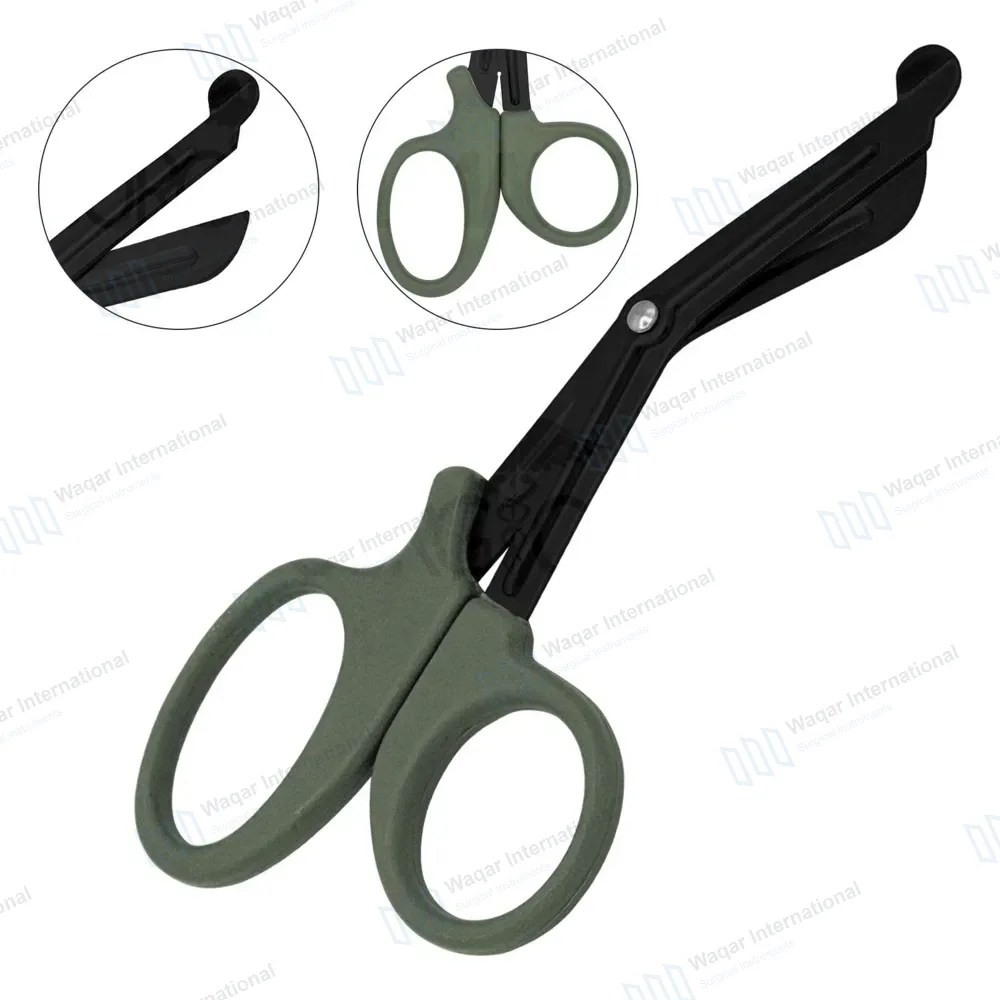 EMT Trauma Shears 7.25″ Black Blades Olive Drab Handle