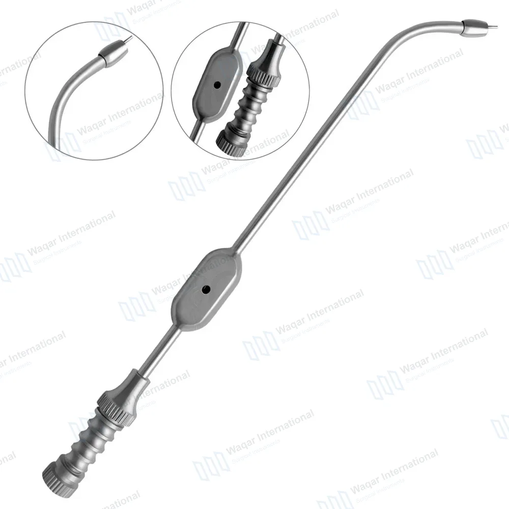 Sinus Suction Tube 6.5” Short Curved 4mm Diameter Bulbous Tip