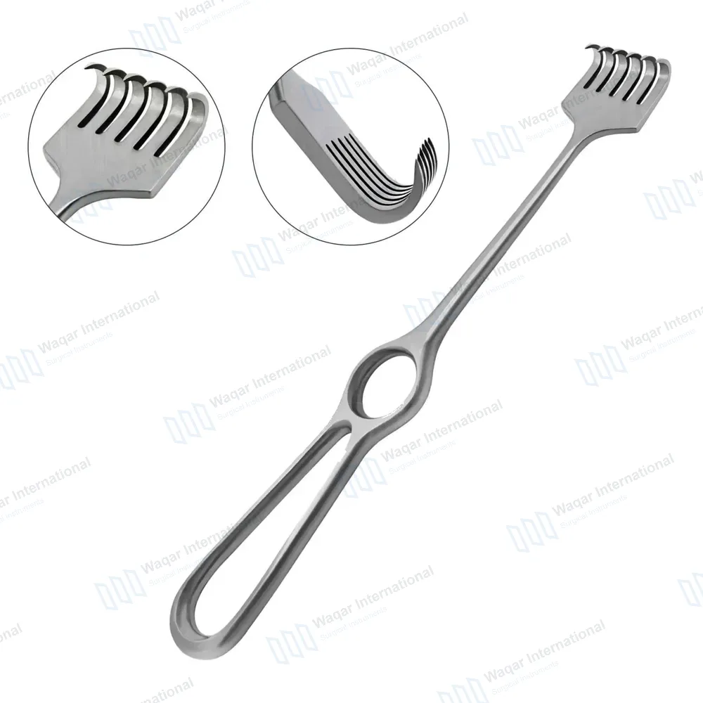 Volkman Retractor 8.5″ Ring Handle with 6 Sharp Prongs