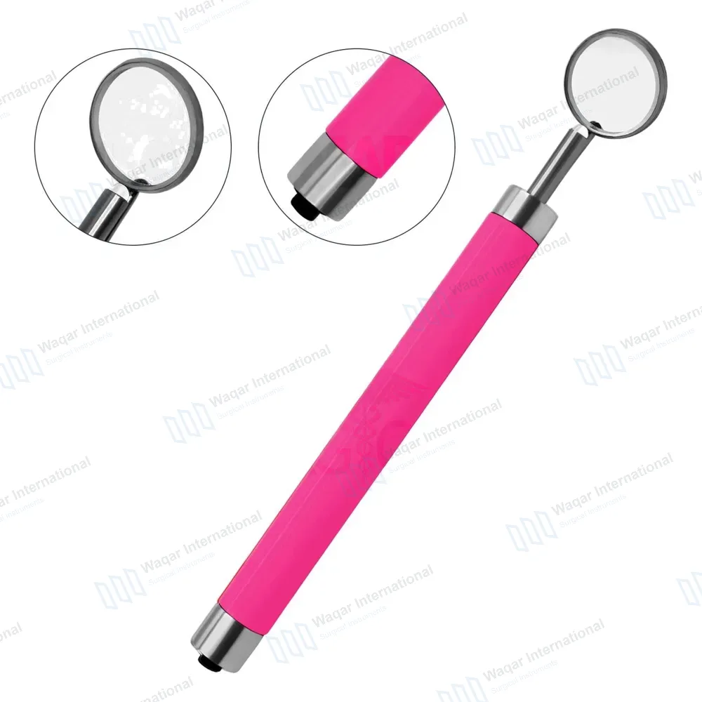 Dental Mirror with Light – Pink Color Handle