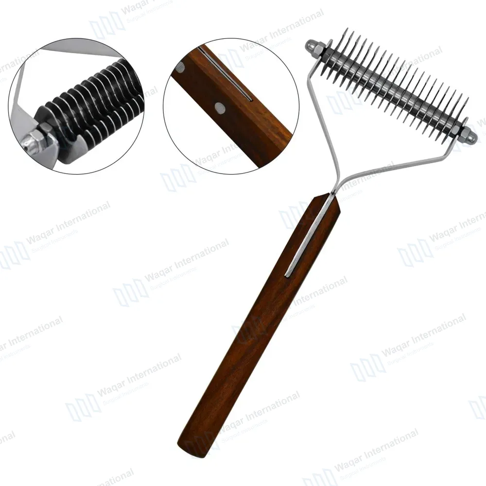 De-shedding Rake 20 Blades for Dogs Cats 7.5″ Pet Grooming Dematting Comb