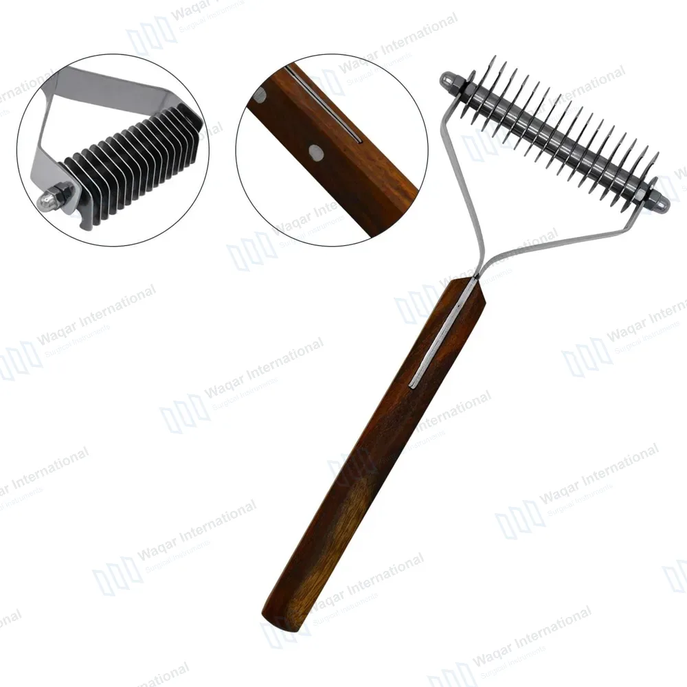 De-shedding Rake 16 Blades for Dogs Cats 7.5″ Pet Grooming Dematting Comb