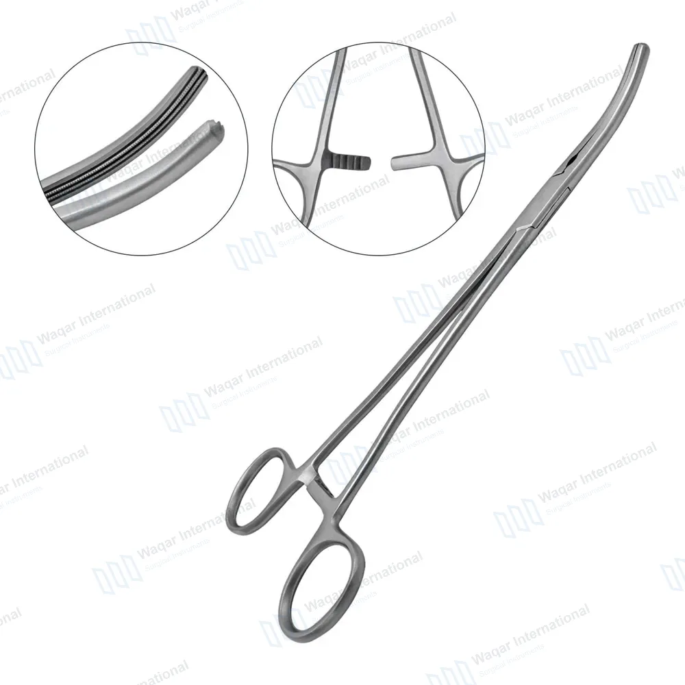Wertheim Atraumatic Parametrium Clamp 9.75″ Curved 2×3 Teeth Jaws