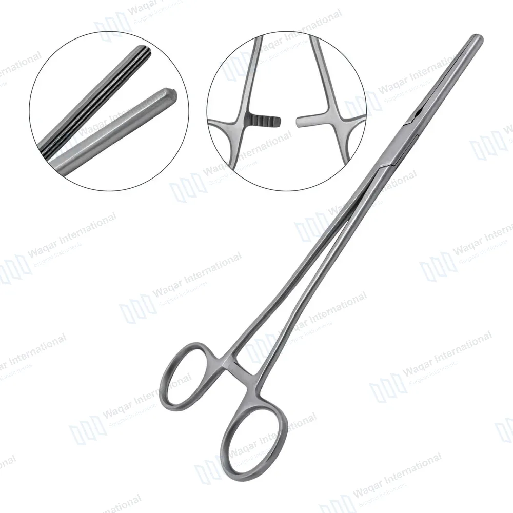 Wertheim Atraumatic Parametrium Clamp 10″ Straight 2×3 Teeth Jaws