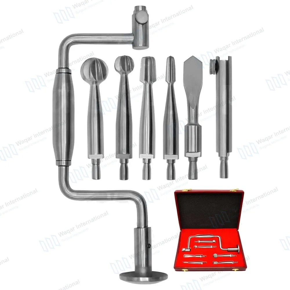 7 Pcs Hudson Brace Hand Drill Set with Free Wooden Box