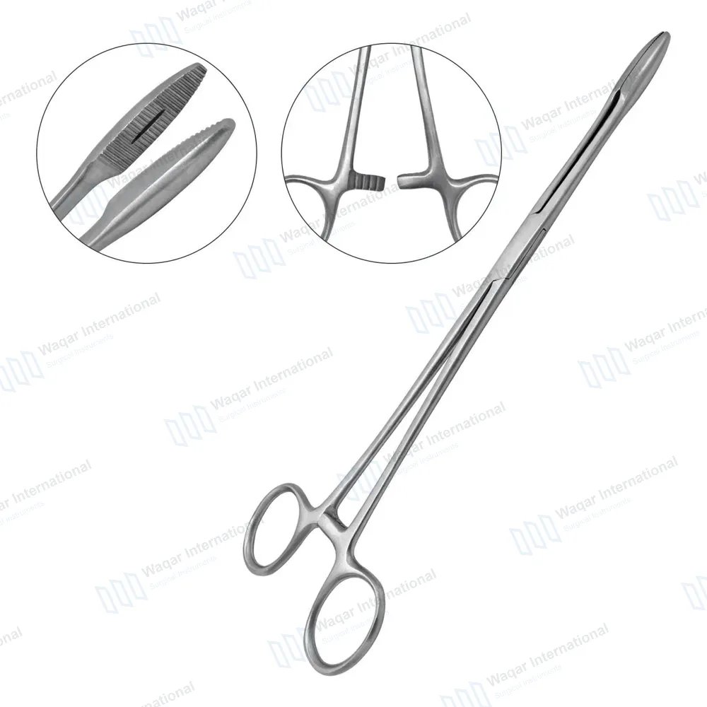 Maier Uterine Polypus Dressing Forceps 10″ Serrated 5X30mm Straight Jaws