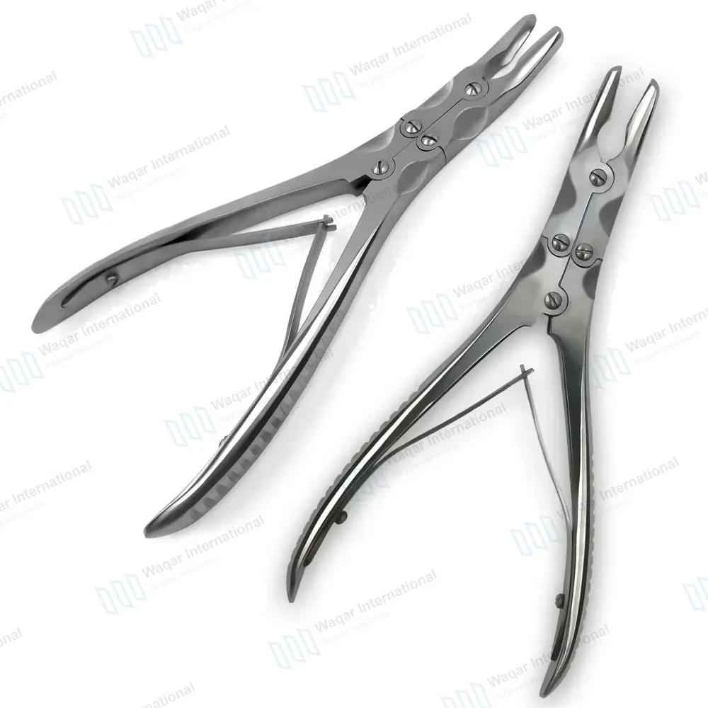 2 Beyer Rongeurs Double Action 7″ Straight & Curved 3.5mm Bite