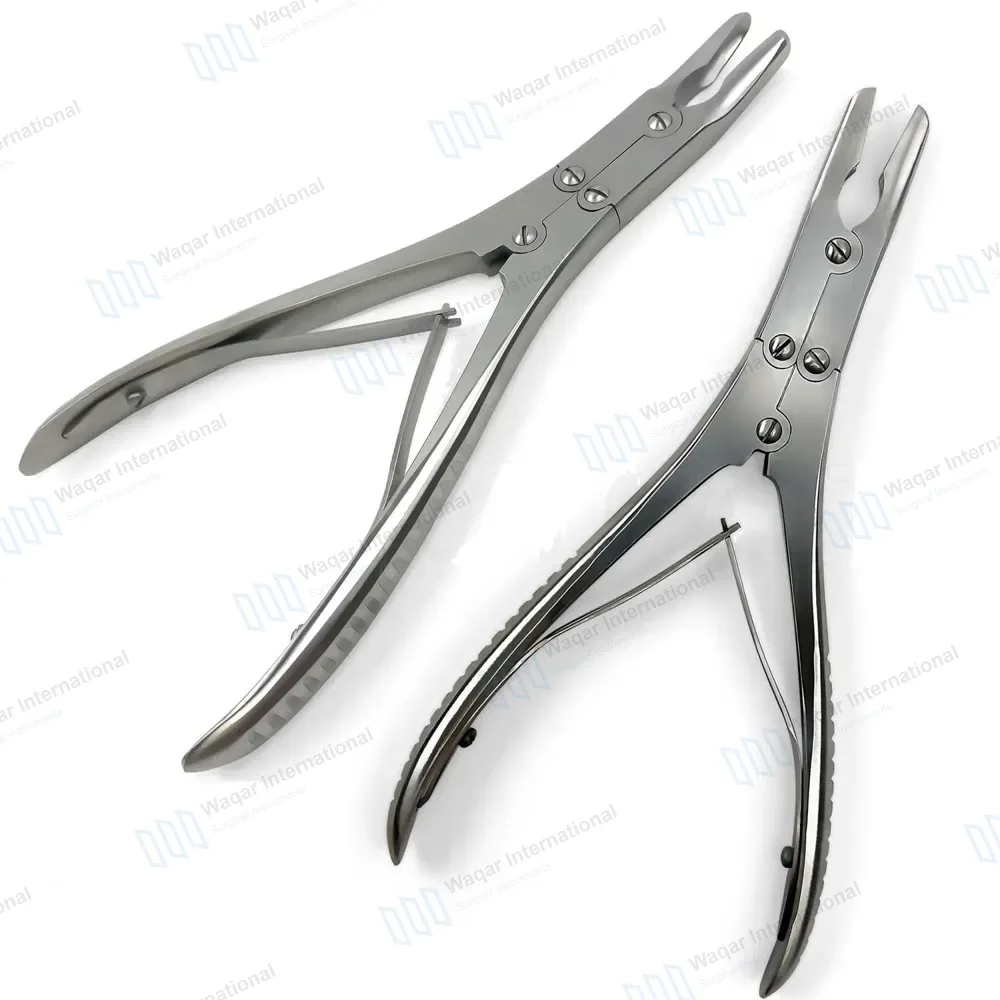 2 Ruskin Bone Rongeur 7.5″ Straight & Curved 7mm Bite Double Action