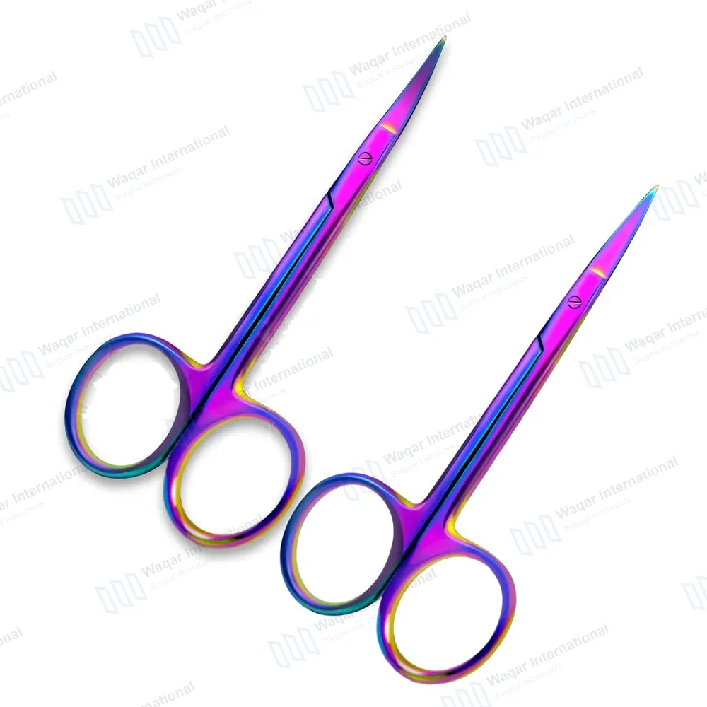 2 Rainbow Iris Scissors 4.5″ Straight& Curved