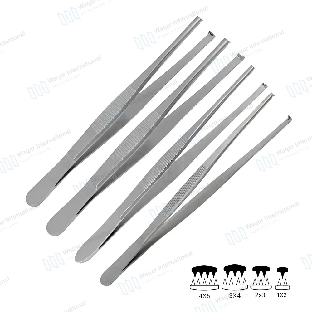 4 Pcs Thumb Tissue Forceps Set 5″ (12.7cm)