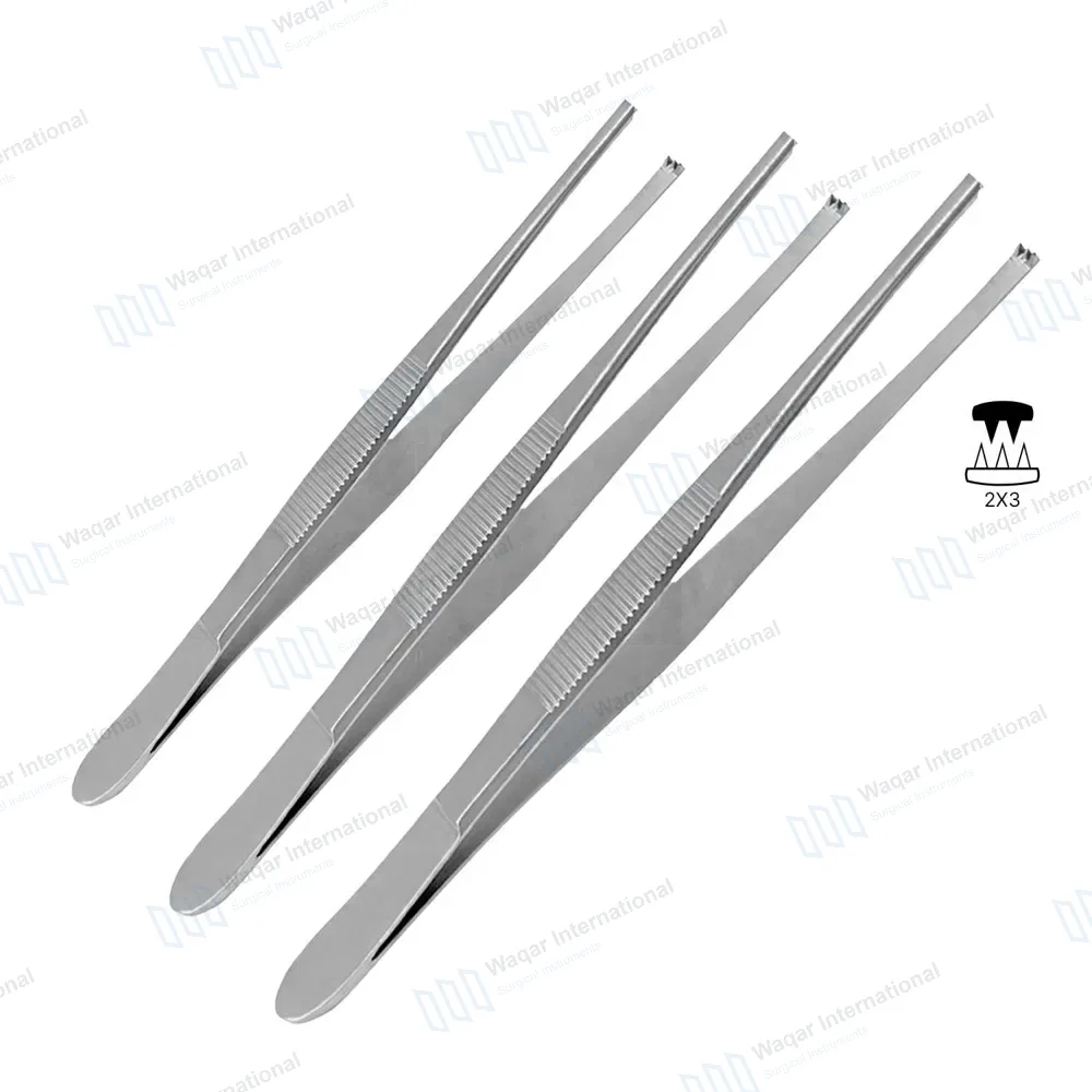 3 Thumb Tissue Forceps 2×3 Teeth 5″, 5.5″ & 6″