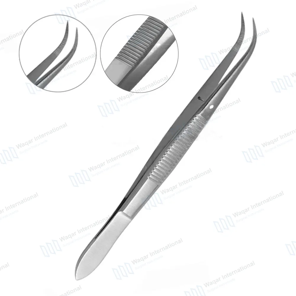 Splinter Forceps 5″ Fine Point Curved Serrated Tips