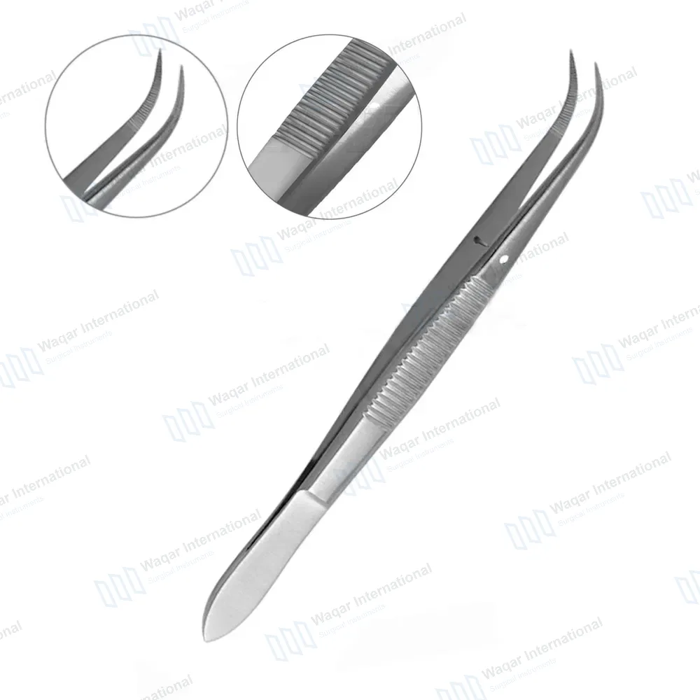 Splinter Forceps 4.5″ Fine Point Curved Serrated Tips