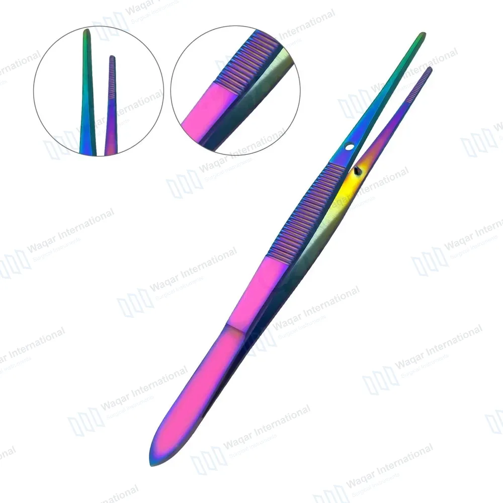 Rainbow Iris Forceps 4″ Serrated Straight