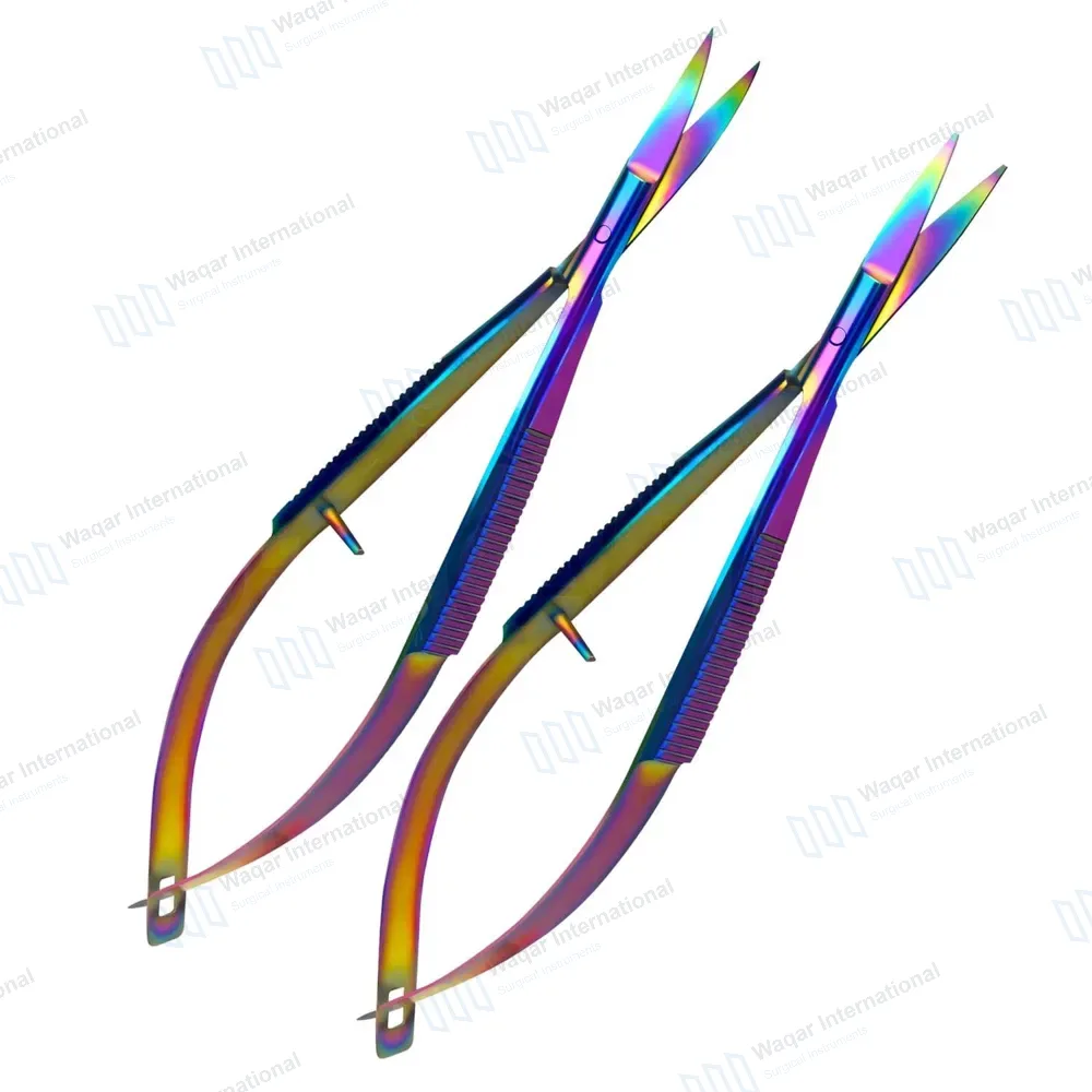 2 Rainbow Castroviejo Scissors 4.5″ Straight & Curved