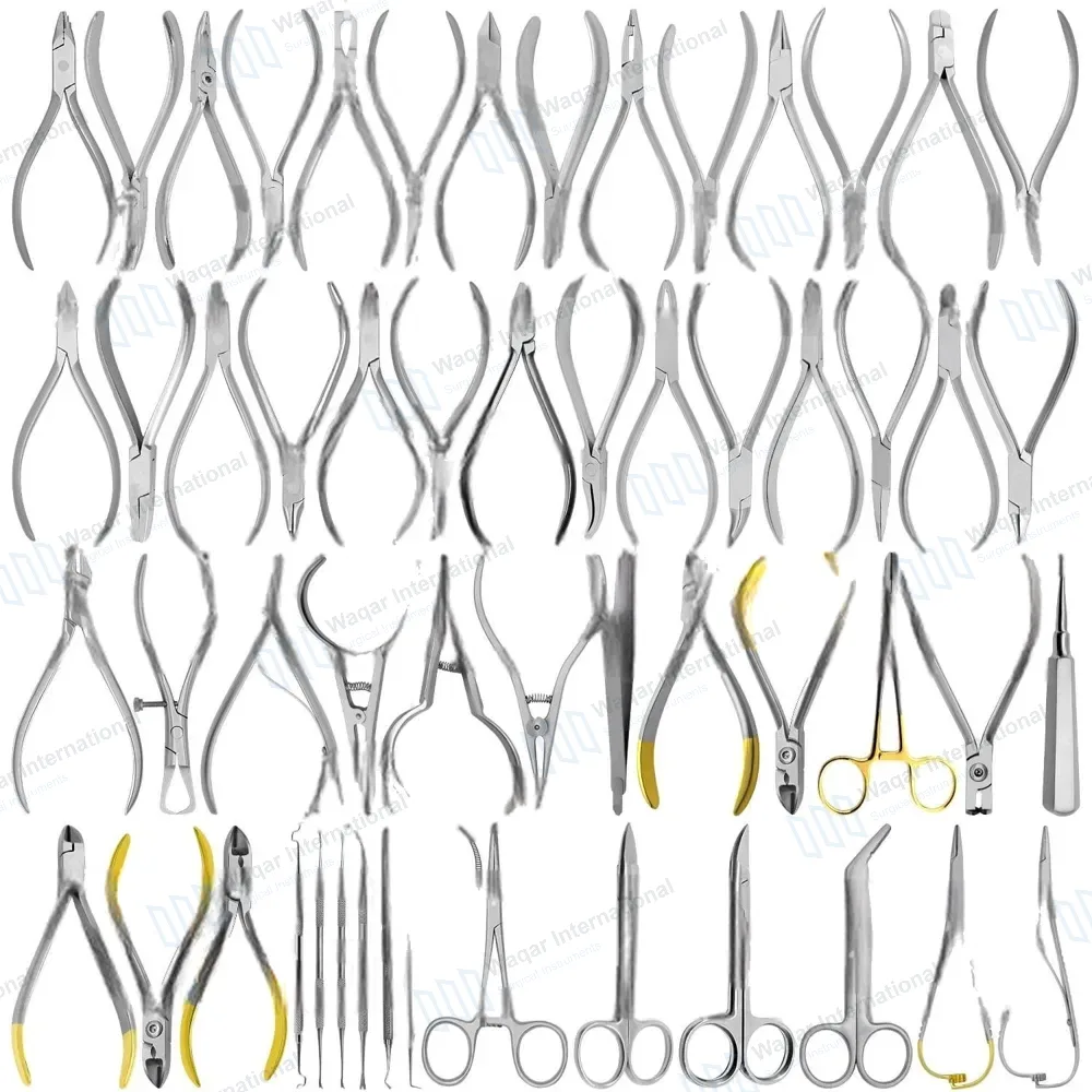 55 Pcs Orthodontic Pliers Cutters & Scissors Surgical Dental Kit