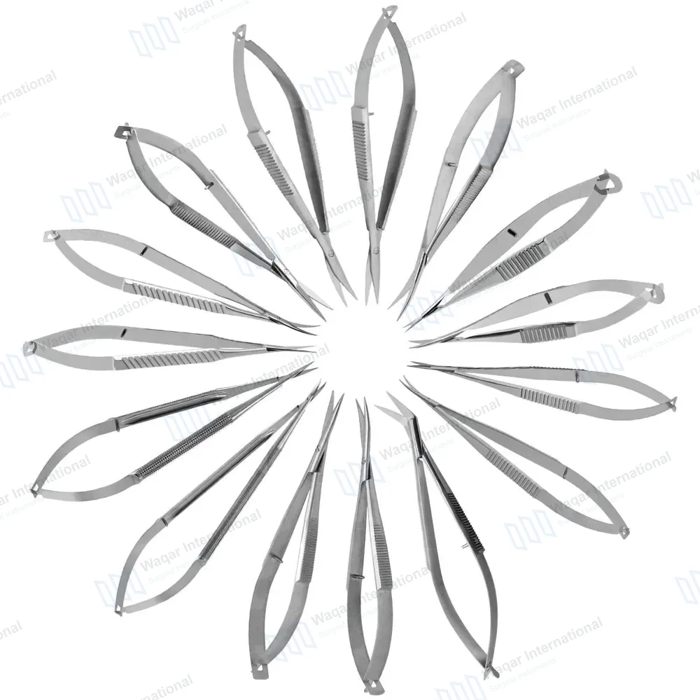 15 Pcs Micro Surgery Scissors Set Straight Curved & Angled
