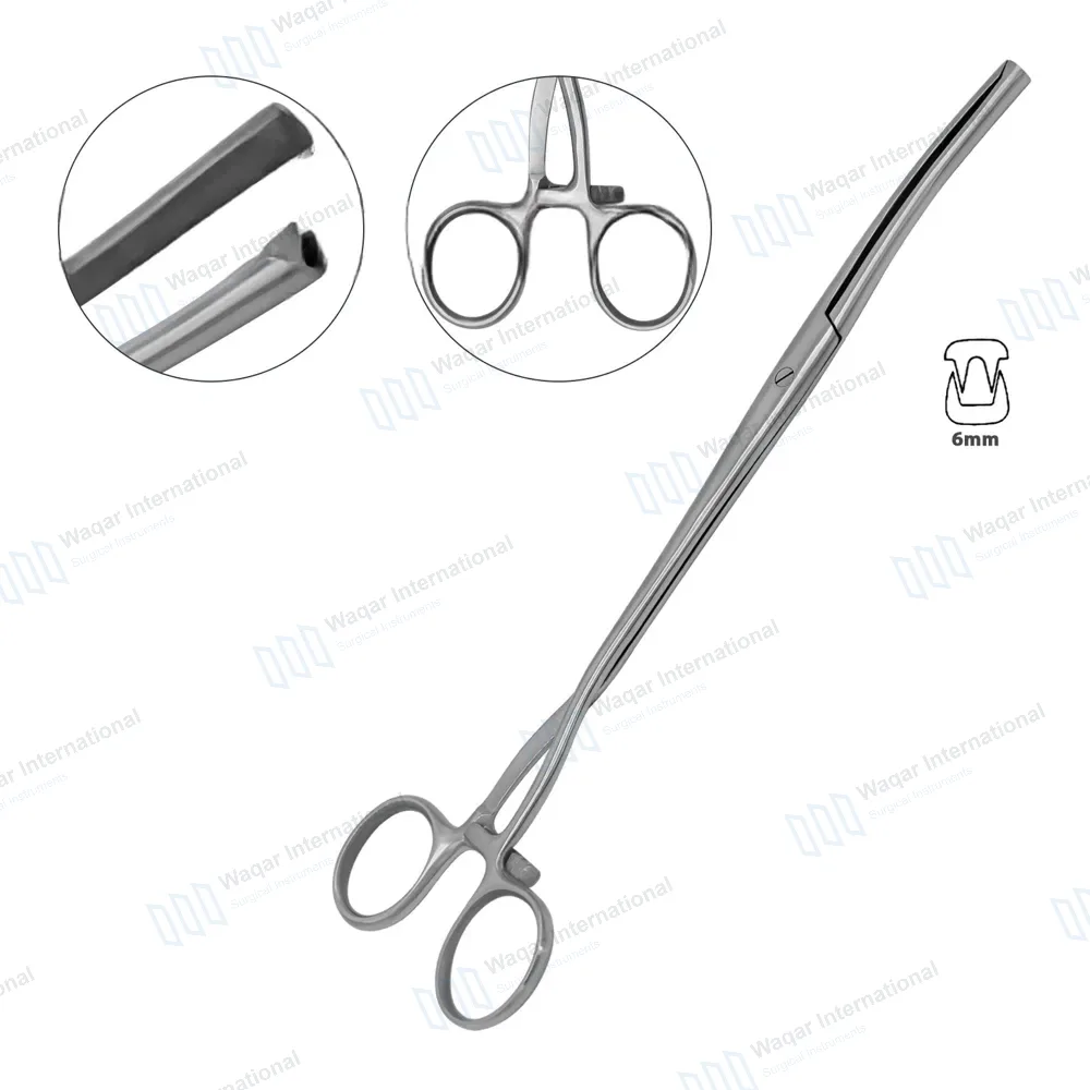 Museux Tenaculum Forcep 6mm Wide 2×2 Teeth 9.5″ Curved