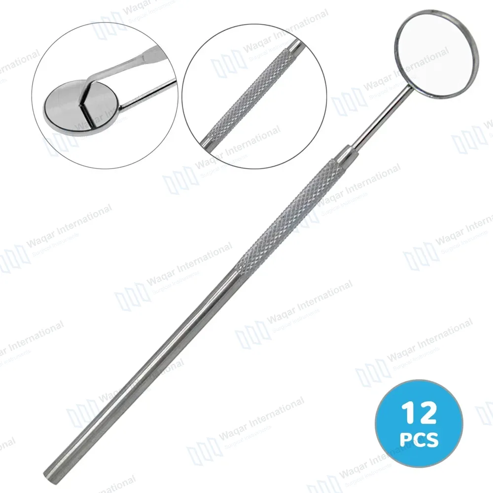 12 Pcs Front Surface Mouth Mirror Set #5 with Handle