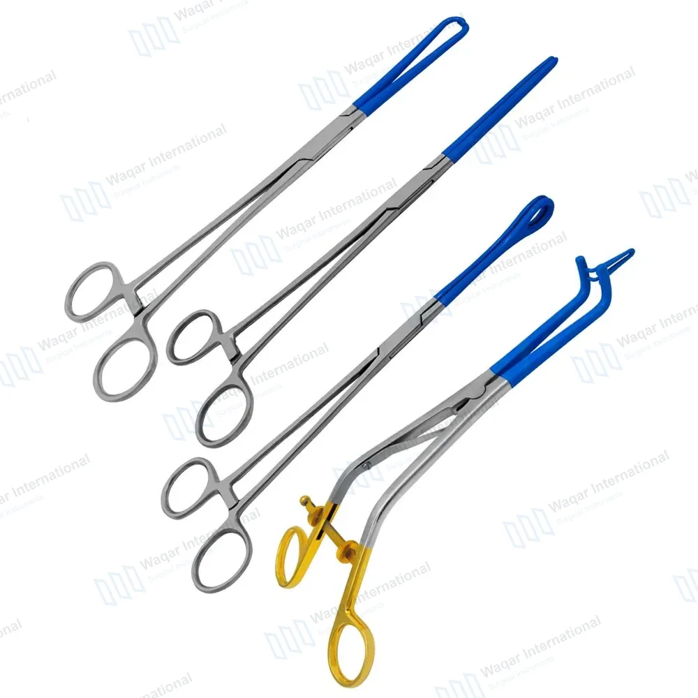 4 Pcs Blue Coated Gynecology Forceps Electrosurgical Instruments Set