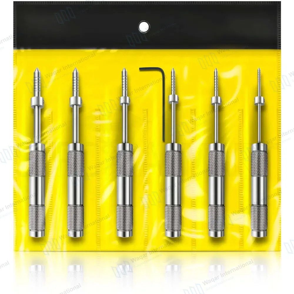6 Pcs Bone Spreading Osteotomes Set Convex Tips Straight L-Key Stops