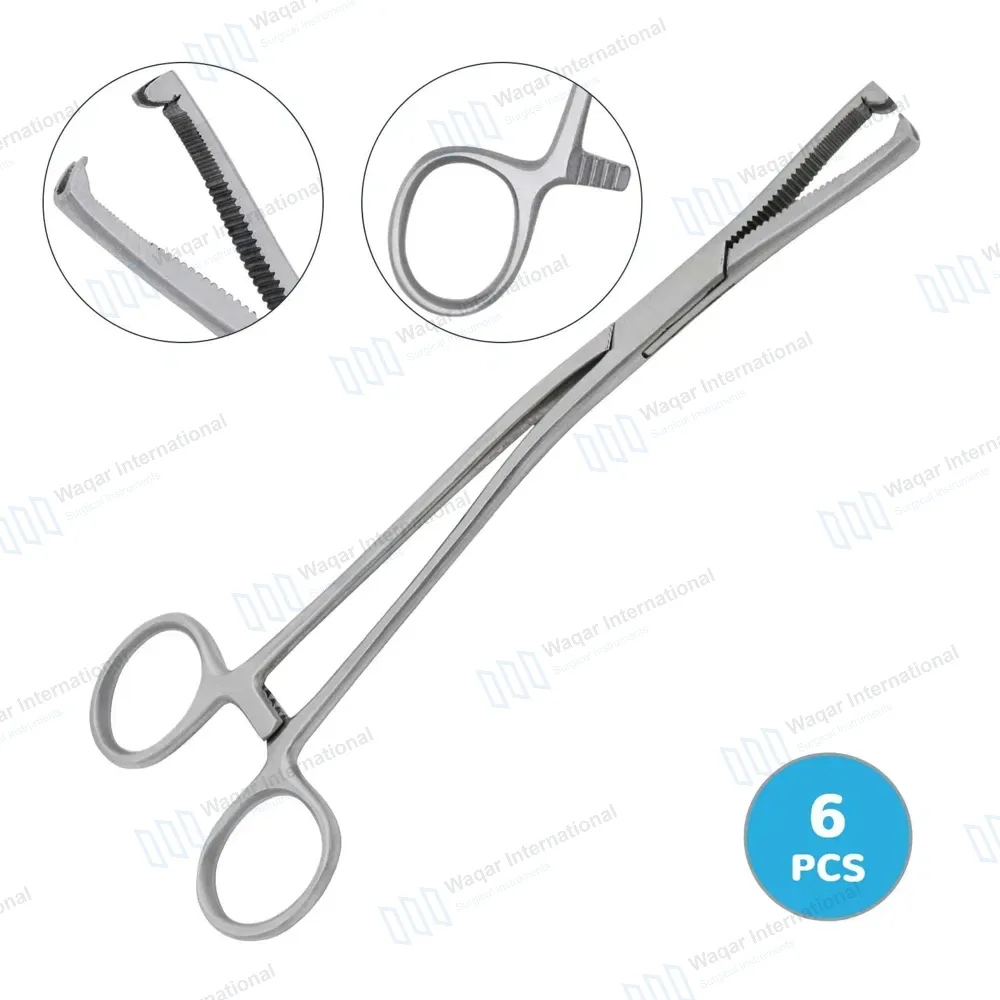 6 Pcs Dingman Cartilage Bone Clamp  7½” Serrated 2×2 Teeth Jaws